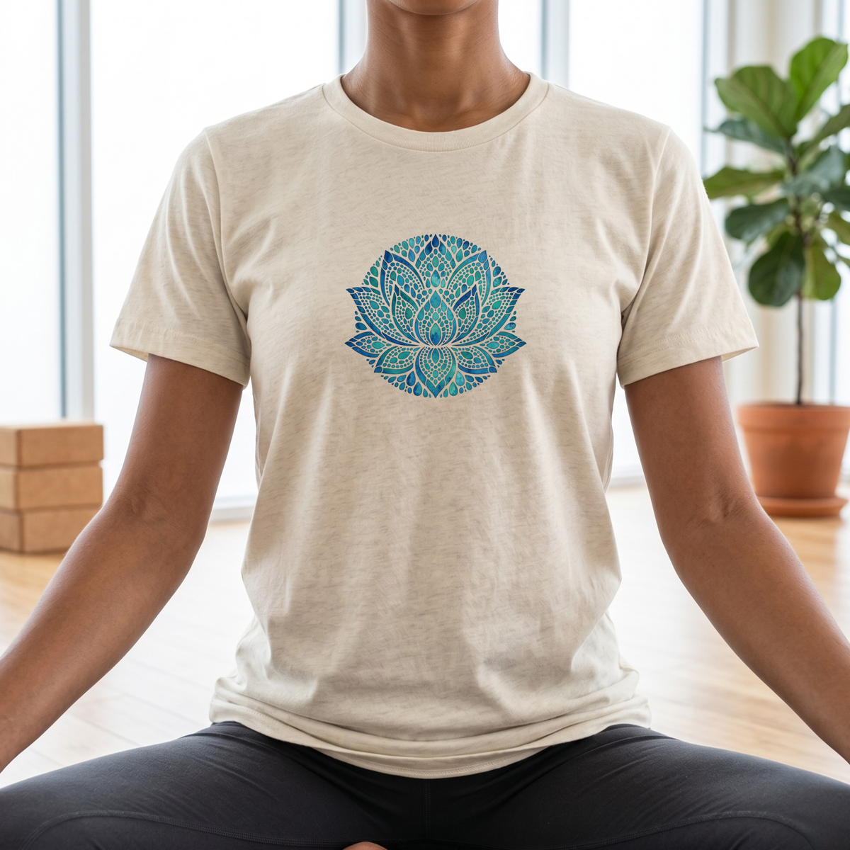 Watercolor Teal Lotus Flower T-Shirt