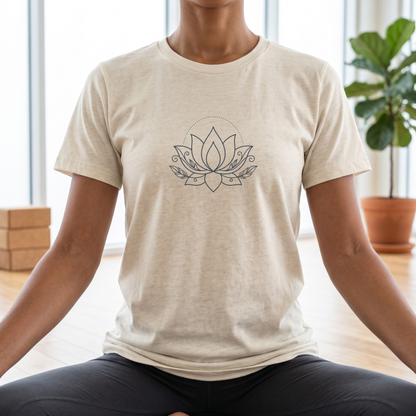 Line Art Feather Lotus Flower T-Shirt