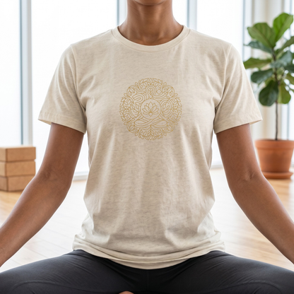 Gold Line Art Lotus Mandala T-Shirt