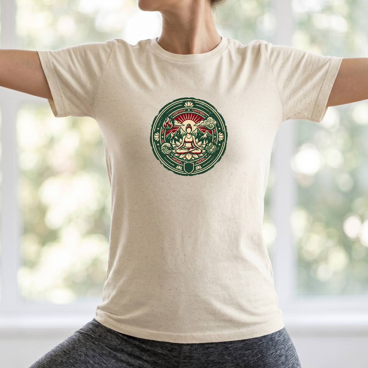 Vintage Four Elements Yoga Pose Badge T-Shirt