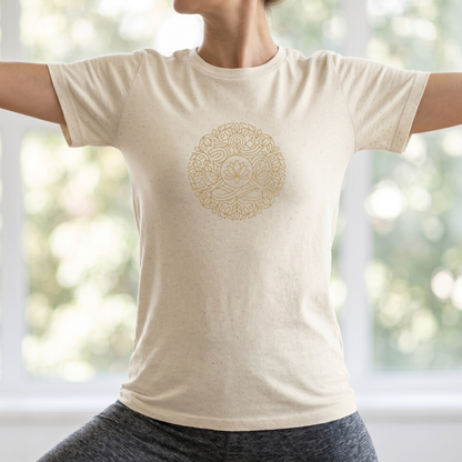 Gold Line Art Lotus Mandala T-Shirt