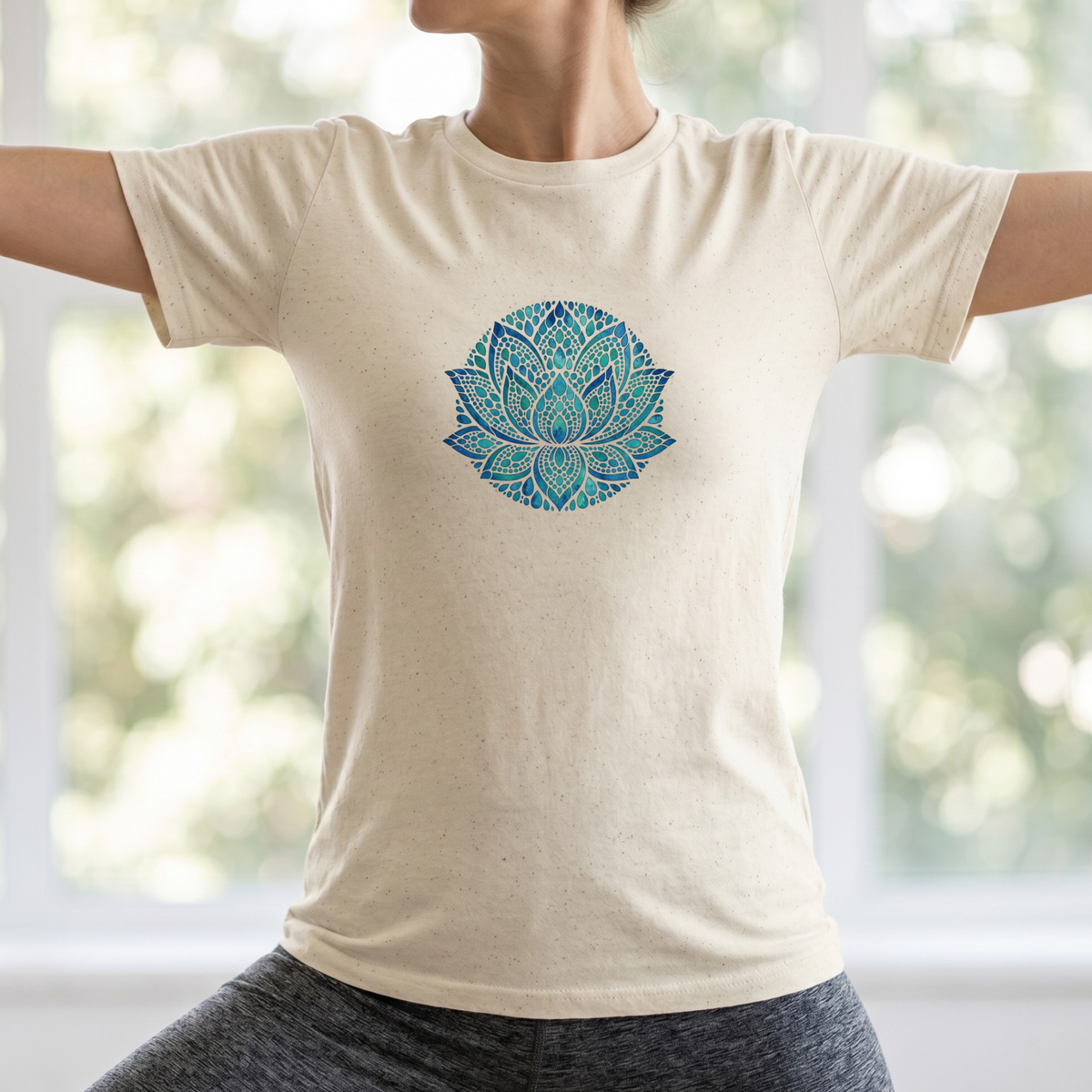Watercolor Teal Lotus Flower T-Shirt