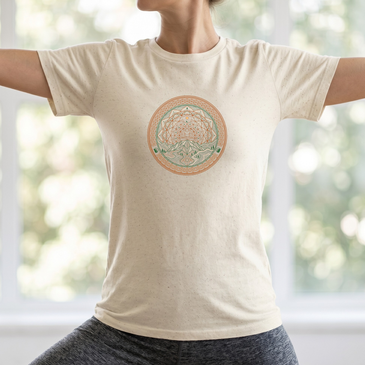 Topographic Lotus Pose Mandala T-Shirt