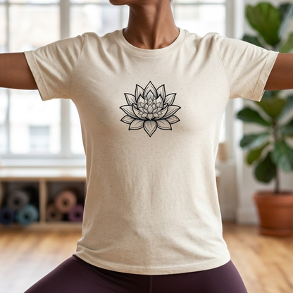 Monochrome Zen Lotus Flower T-Shirt