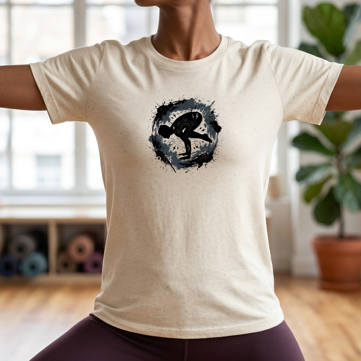 Electric Splatter Yoga Pose T-Shirt