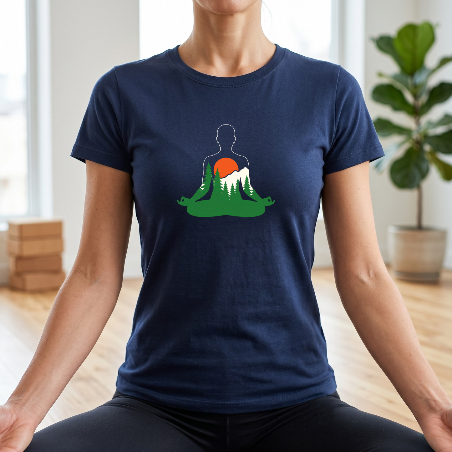 Forest and Mountains Lotus Pose T-Shirt