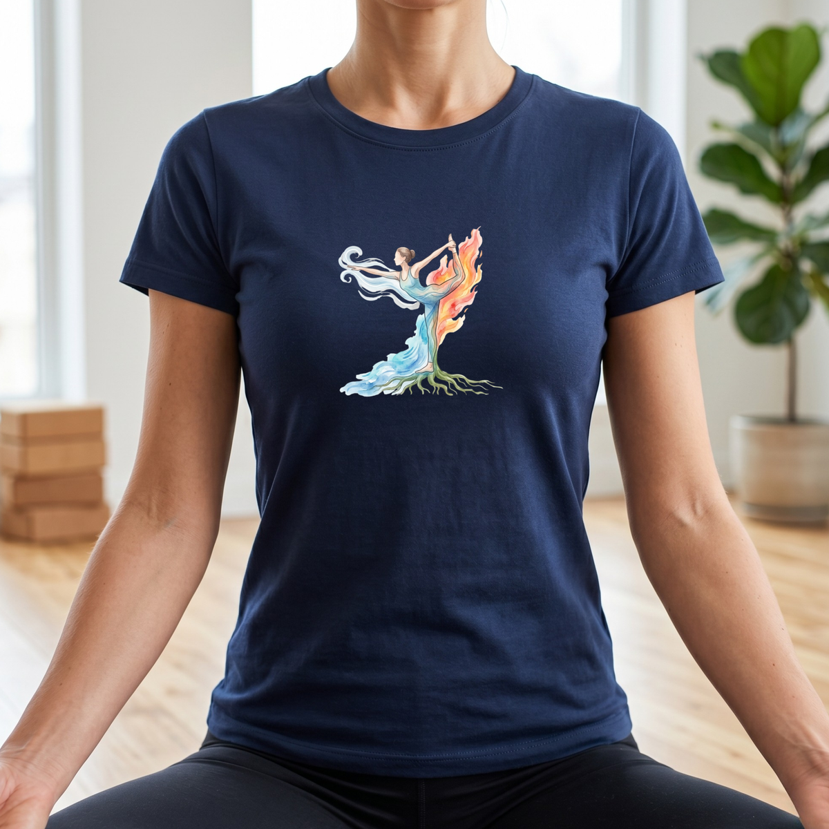 Watercolor Four Elements Yoga Pose T-Shirt