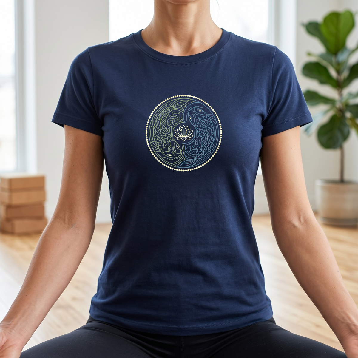 Line Art Koi Yin Yang T-Shirt