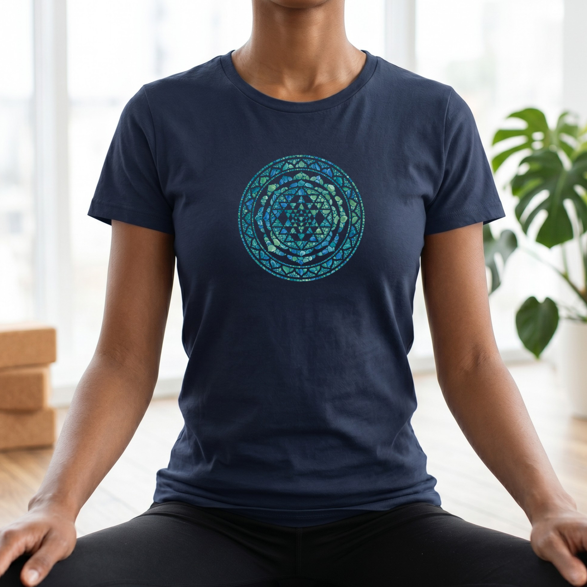 Watercolor Teal Mandala T-Shirt