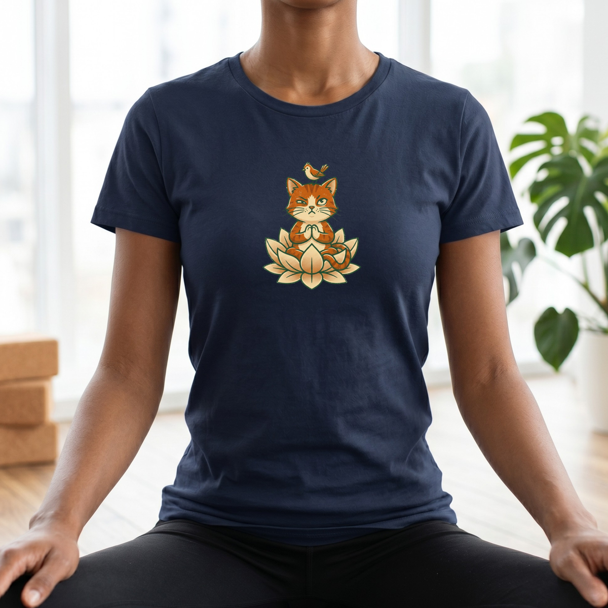 Trying to Focus Yoga Cat T-Shirt
