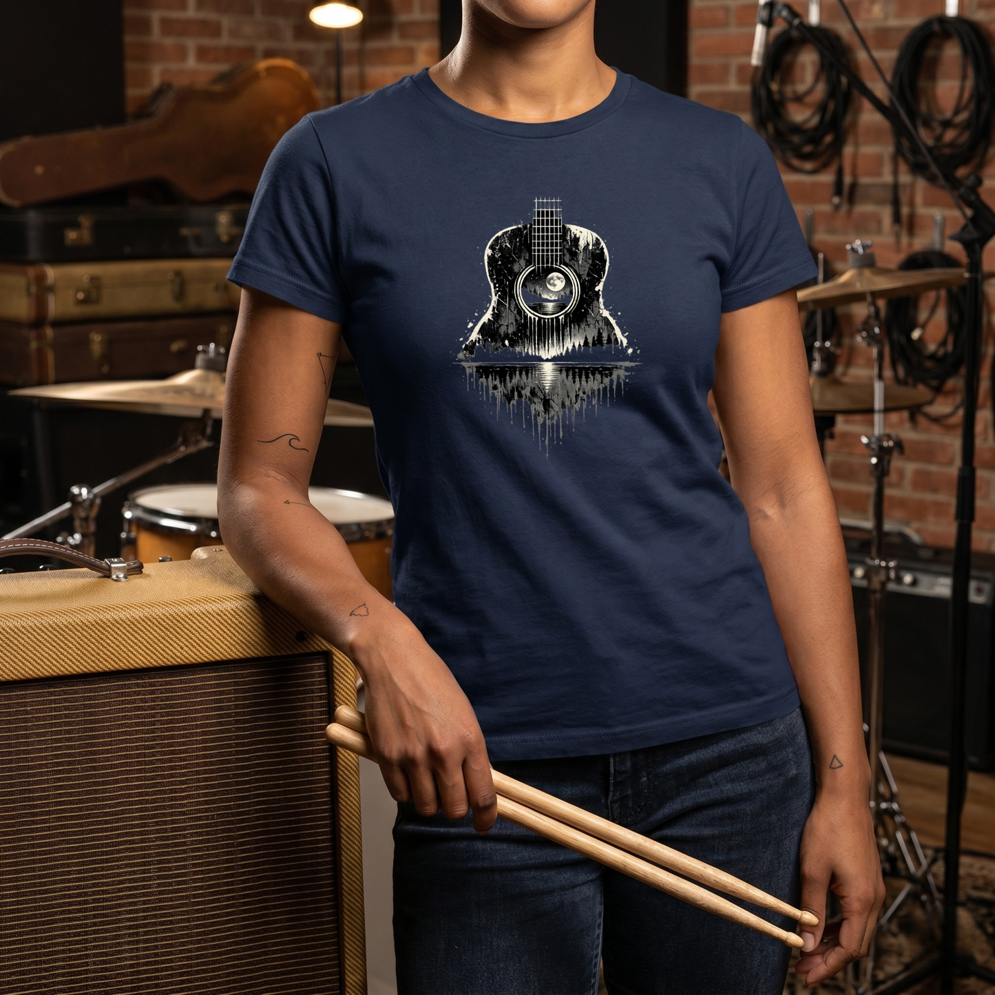 Cracked Moon Guitar T-Shirt