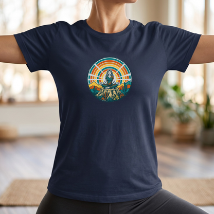 Retro Sunset Desert Yoga Pose T-Shirt