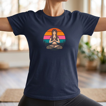 Retro Sunset Lotus Pose T-Shirt