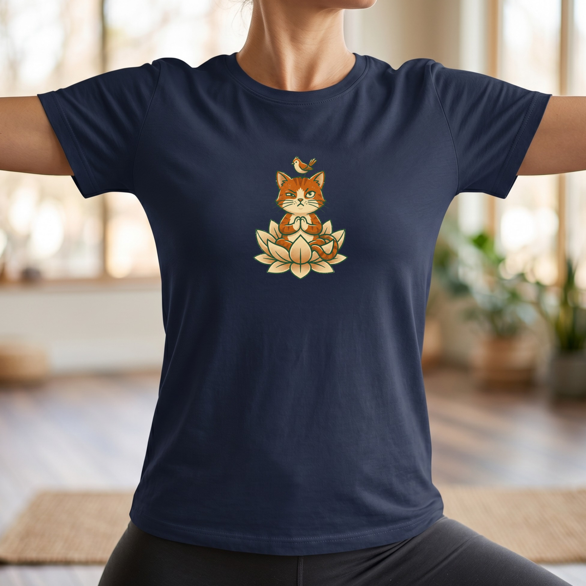 Trying to Focus Yoga Cat T-Shirt