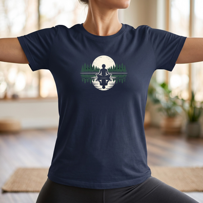 Trees & Moon Reflection Lotus Pose T-Shirt