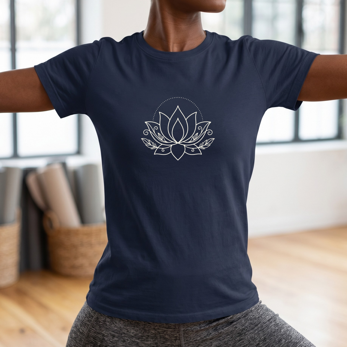 Line Art Feather Lotus Flower T-Shirt