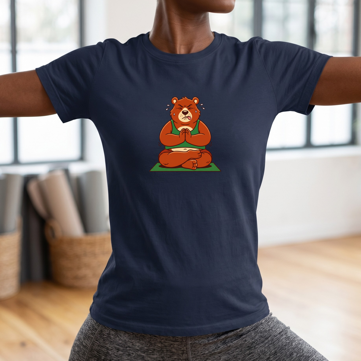 Trying My Best Yoga Bear T-Shirt