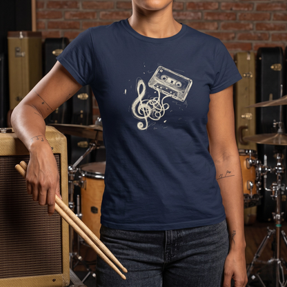 Drawn Music Note Cassette T-Shirt