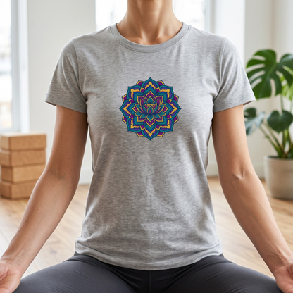 Deep Teal Floral Mandala T-Shirt