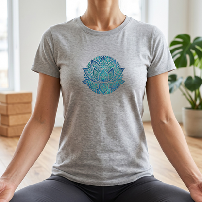 Watercolor Teal Lotus Flower T-Shirt