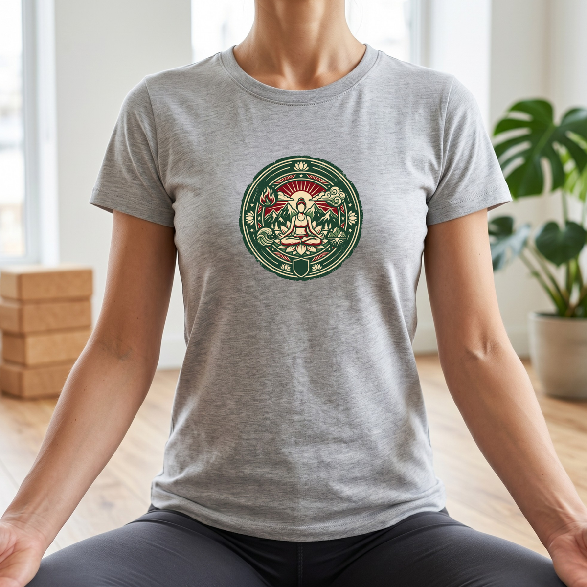 Vintage Four Elements Yoga Pose Badge T-Shirt