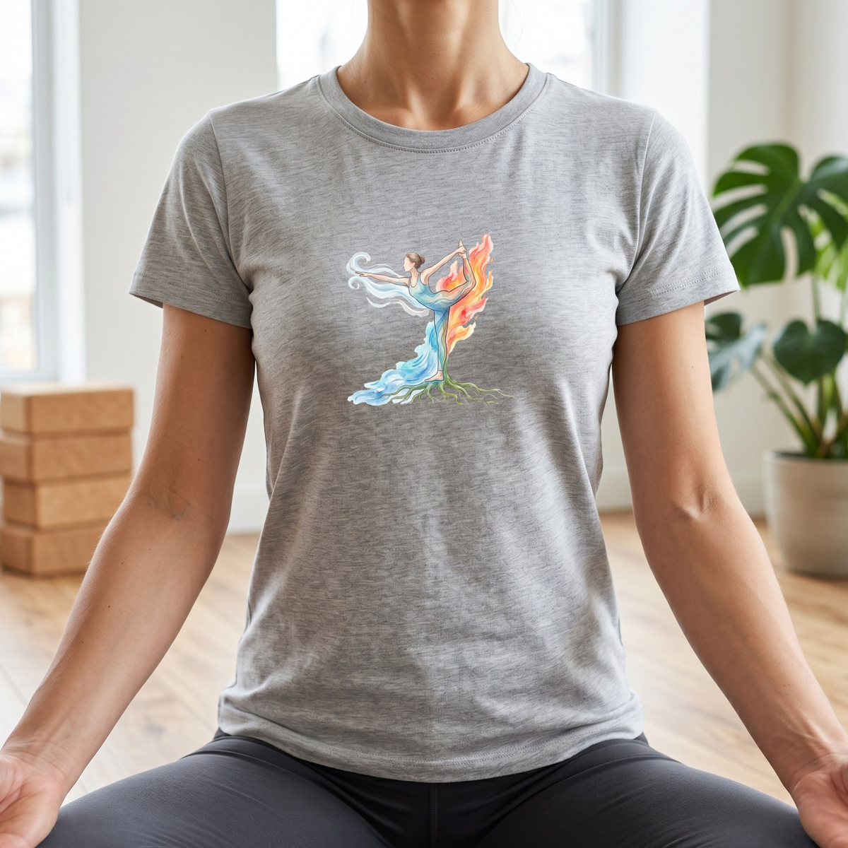 Watercolor Four Elements Yoga Pose T-Shirt