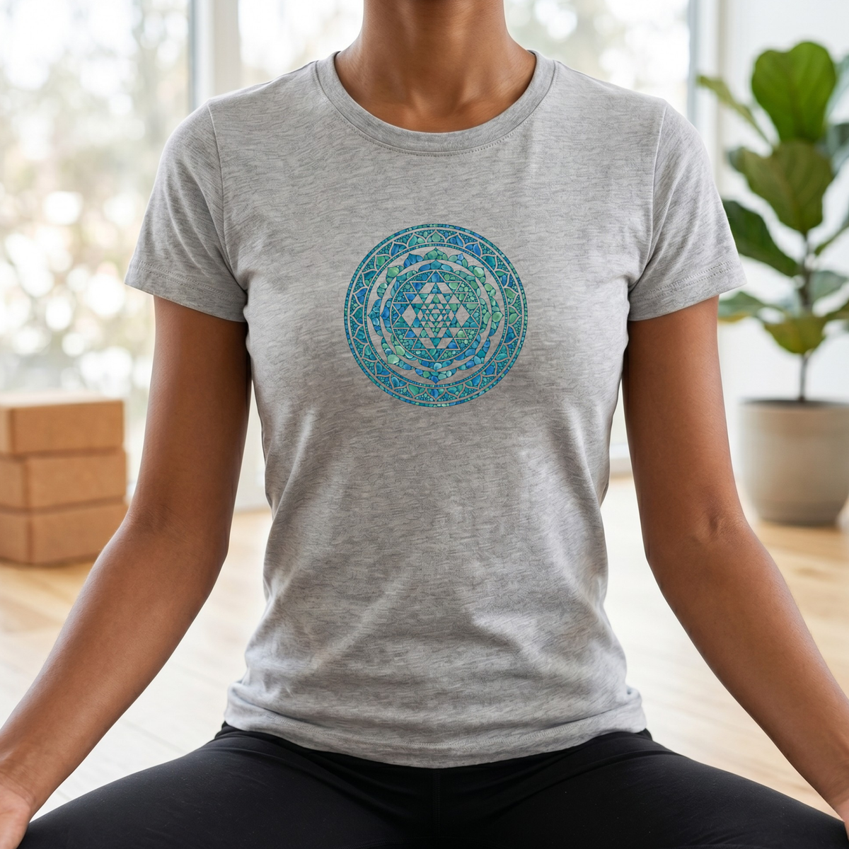 Watercolor Teal Mandala T-Shirt