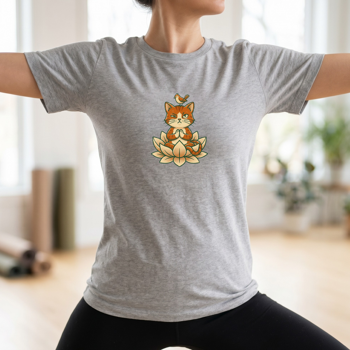 Trying to Focus Yoga Cat T-Shirt