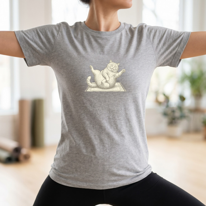 Black & White Clumsy Yoga Cat T-Shirt