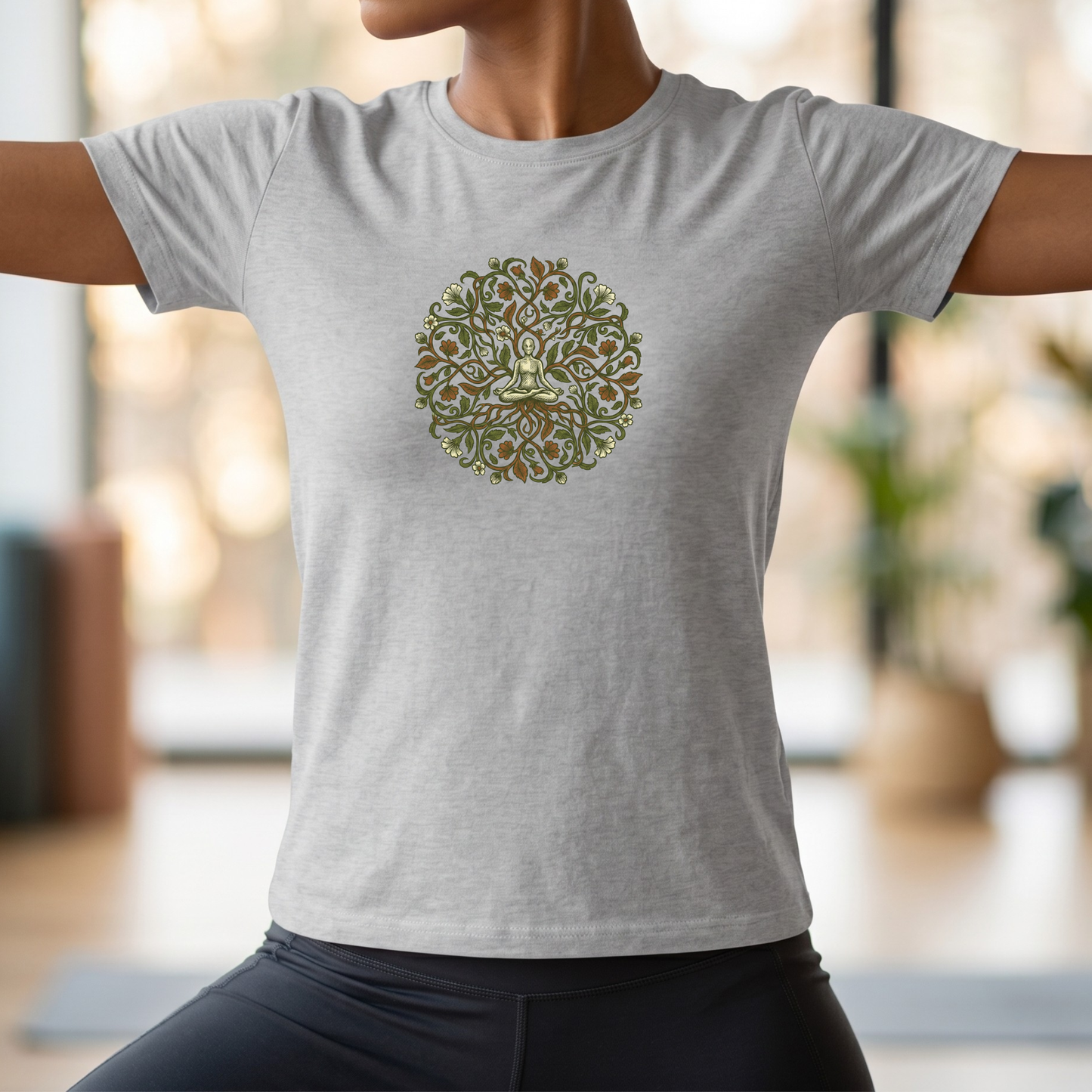 Lotus Pose Floral Mandala T-Shirt