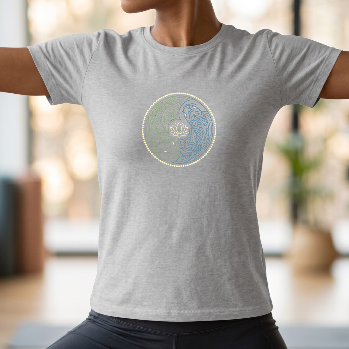 Line Art Koi Yin Yang T-Shirt