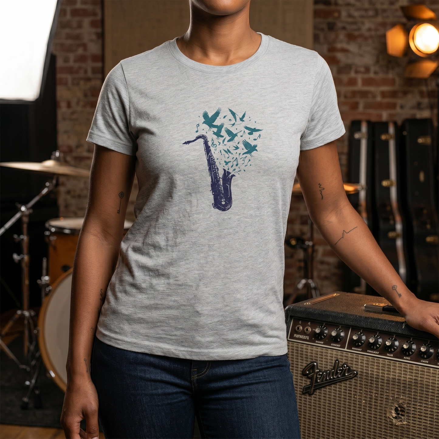 Saxophone & Birds T-Shirt
