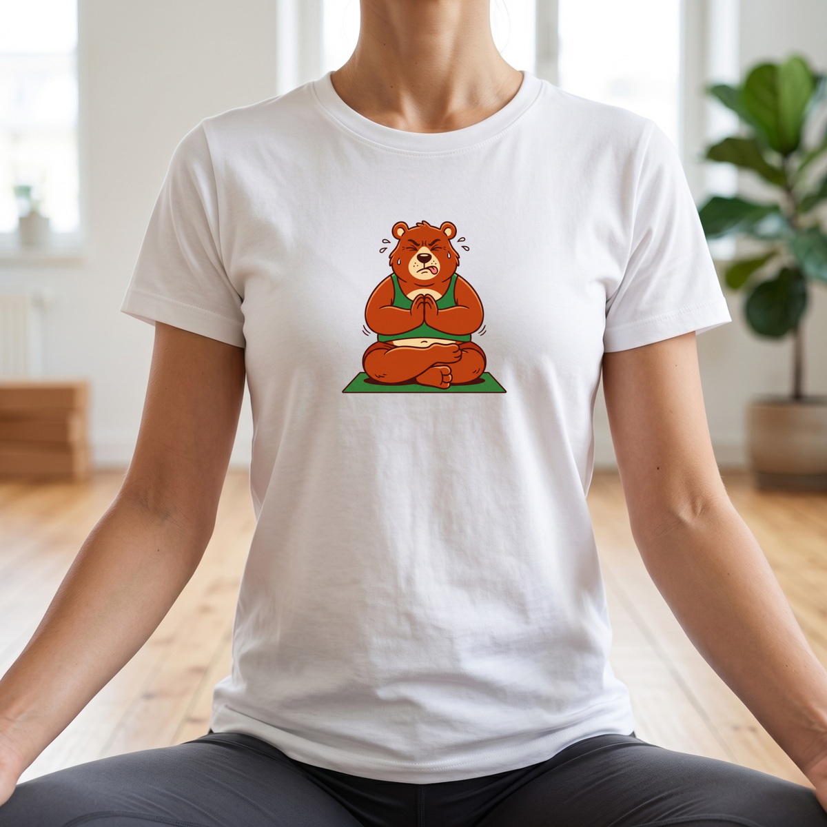 Trying My Best Yoga Bear T-Shirt
