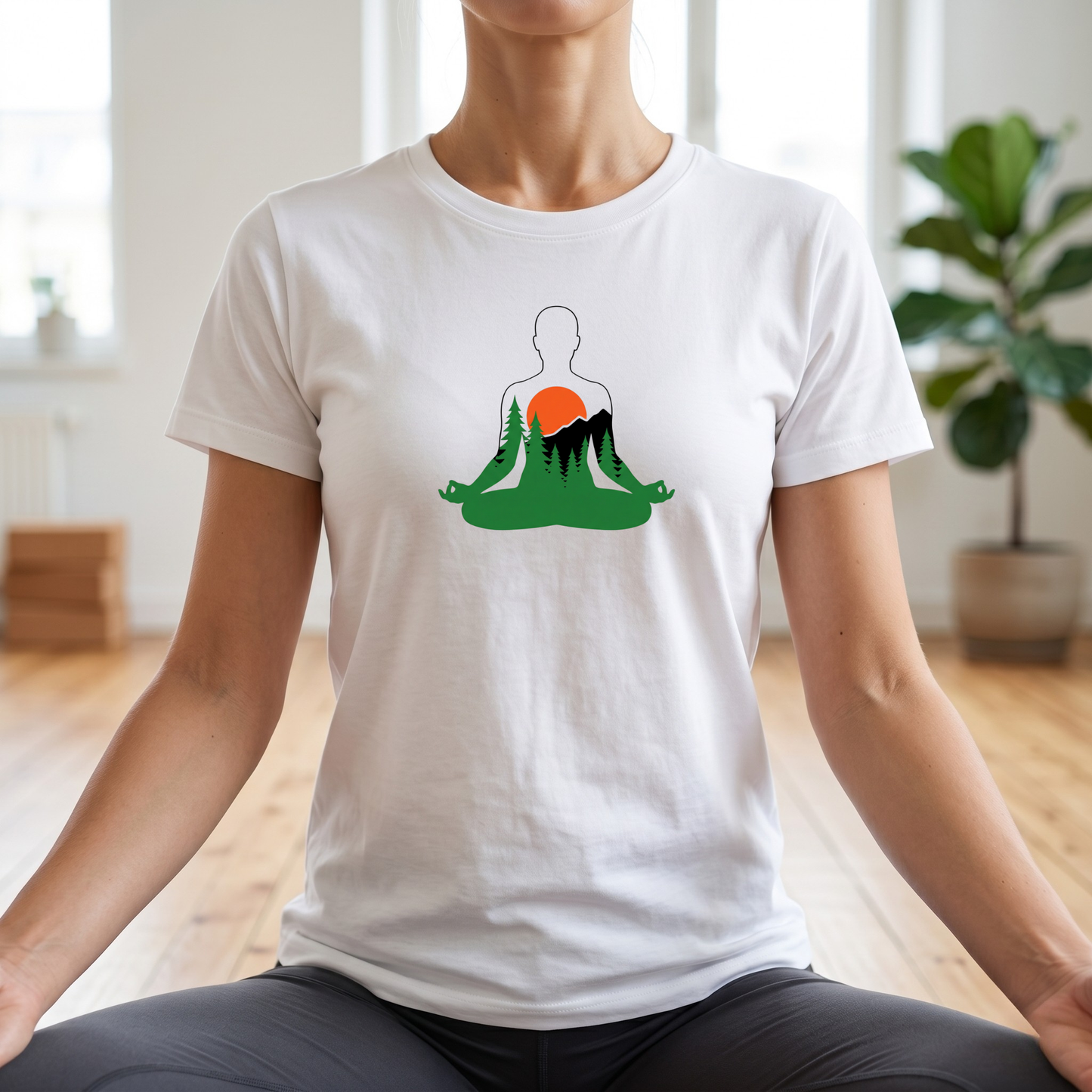 Forest and Mountains Lotus Pose T-Shirt