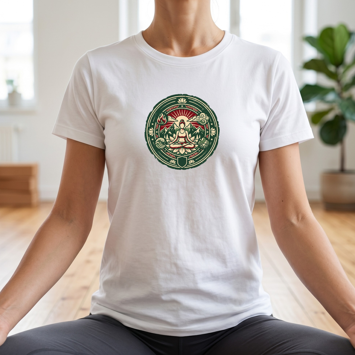Vintage Four Elements Yoga Pose Badge T-Shirt