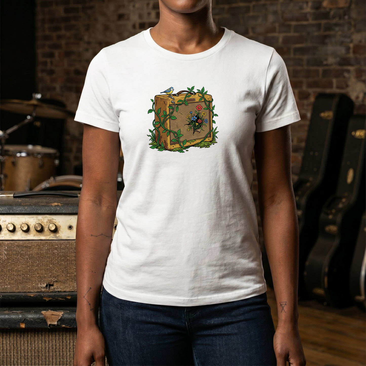 Bird and Flowers Amp T-Shirt