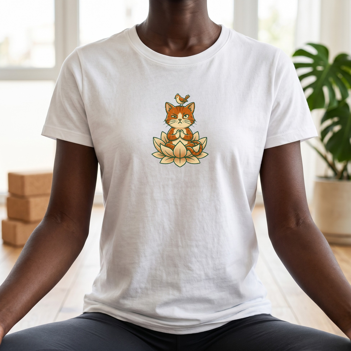 Trying to Focus Yoga Cat T-Shirt