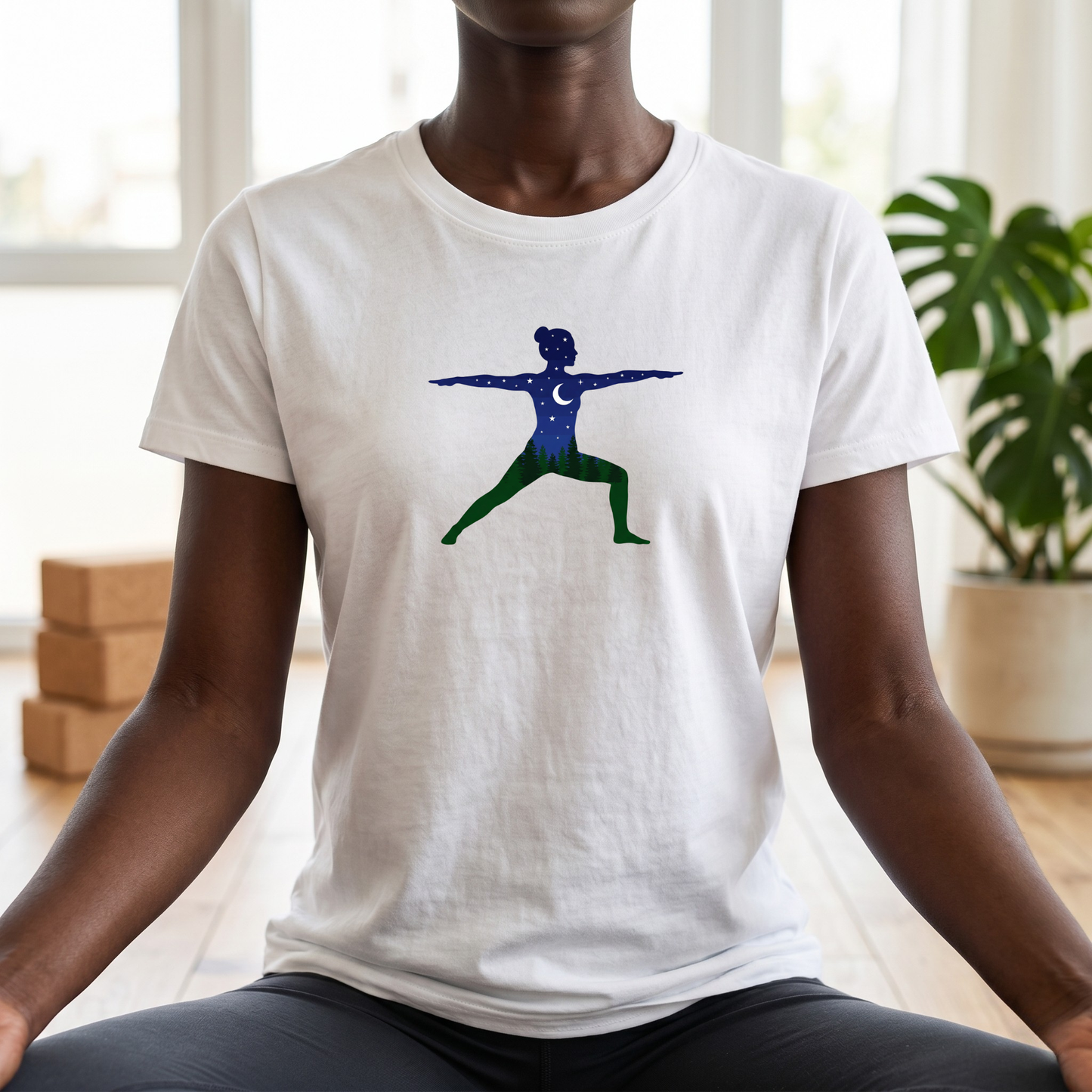 Night Forest Warrior Pose T-Shirt