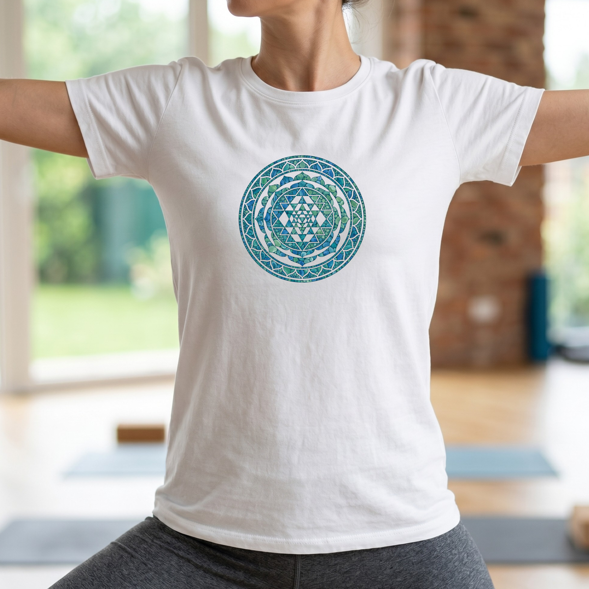 Watercolor Teal Mandala T-Shirt