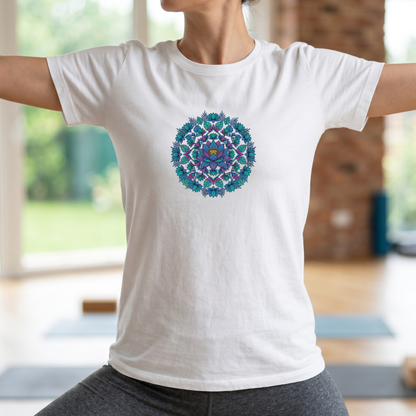 Blue Lotus Floral Mandala T-Shirt
