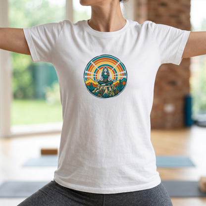 Retro Sunset Desert Yoga Pose T-Shirt