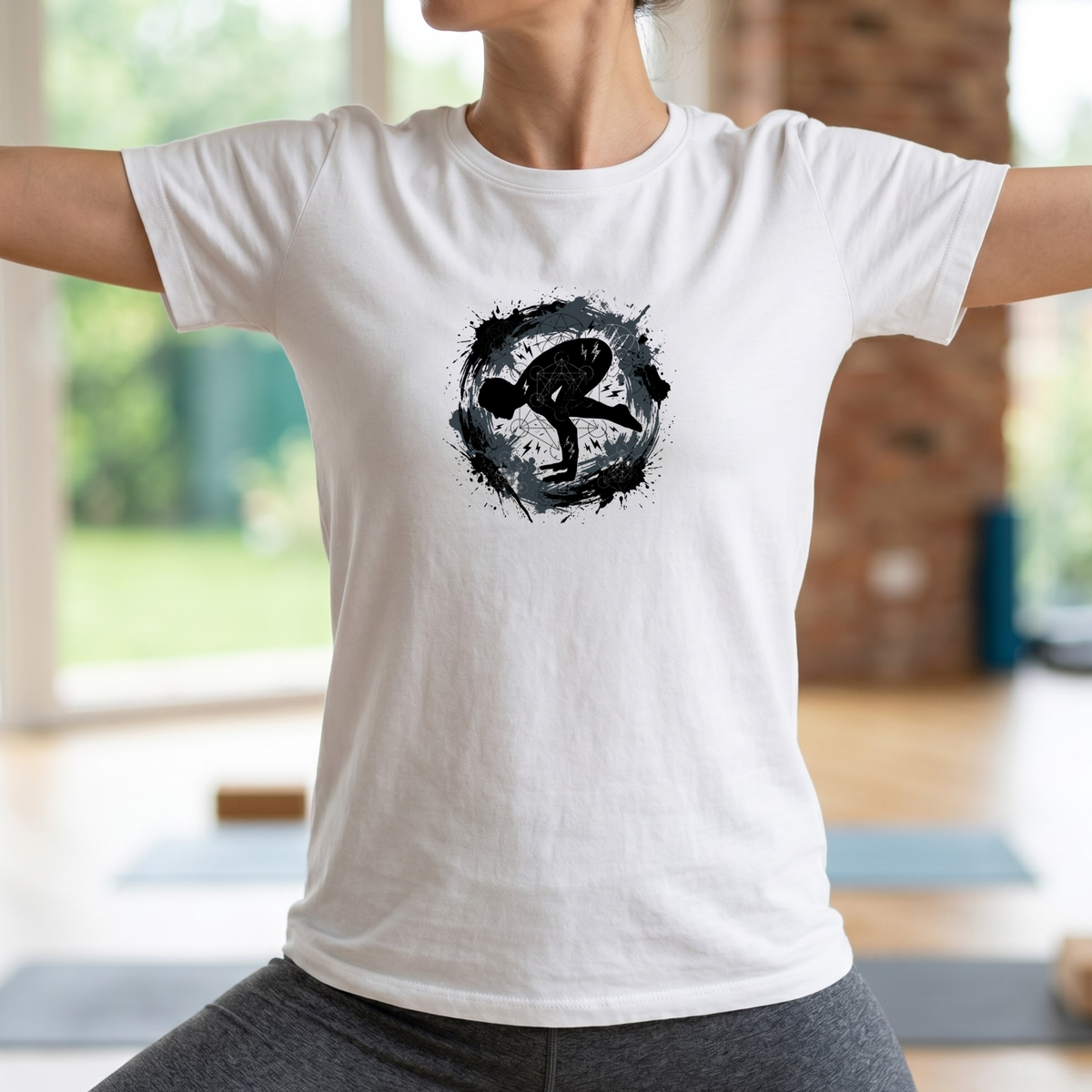 Electric Splatter Yoga Pose T-Shirt