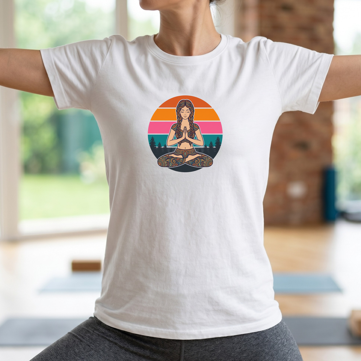 Retro Sunset Lotus Pose T-Shirt
