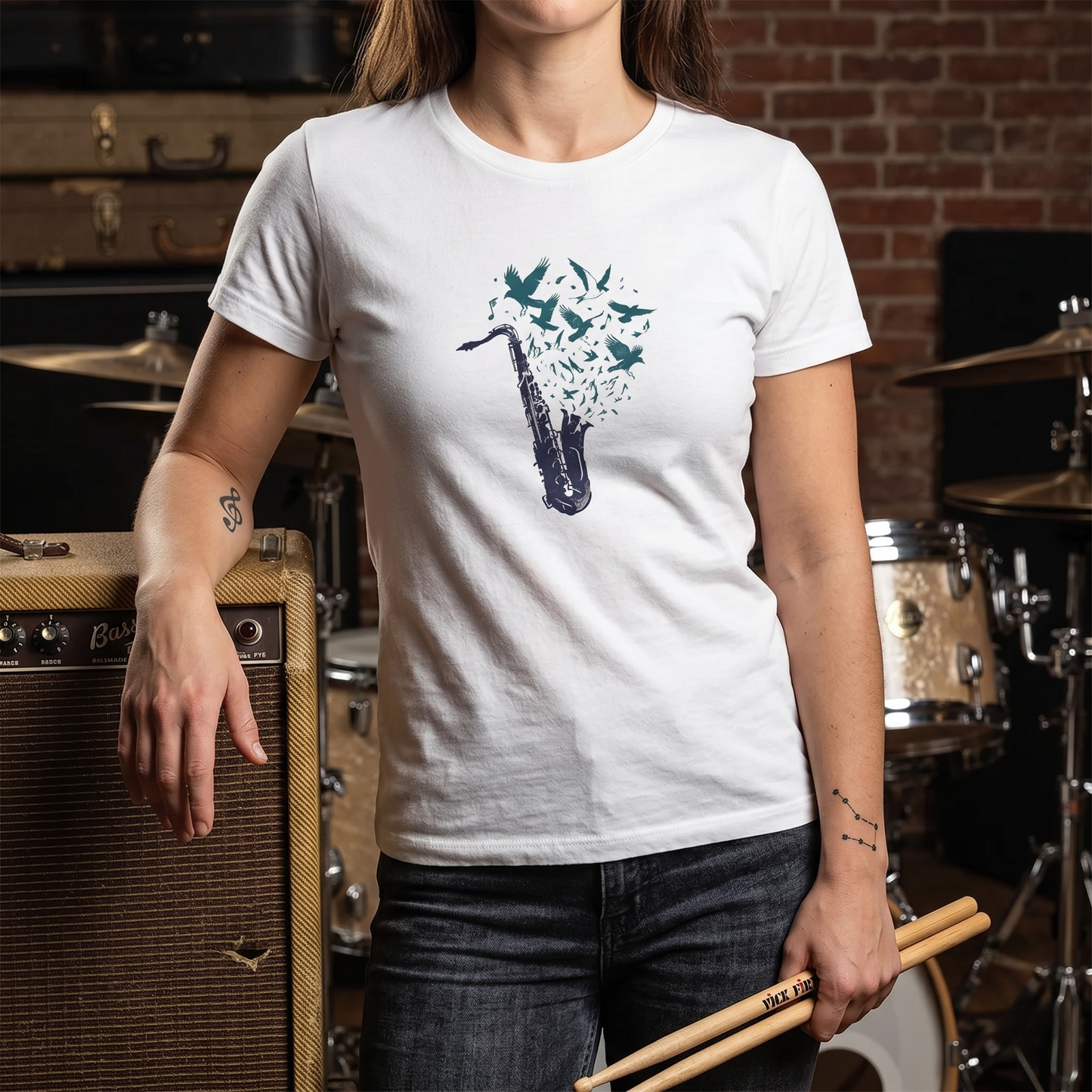 Saxophone & Birds T-Shirt