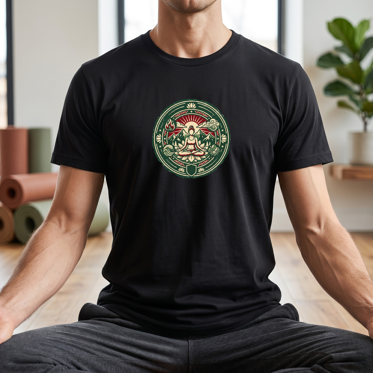 Vintage Four Elements Yoga Pose Badge T-Shirt