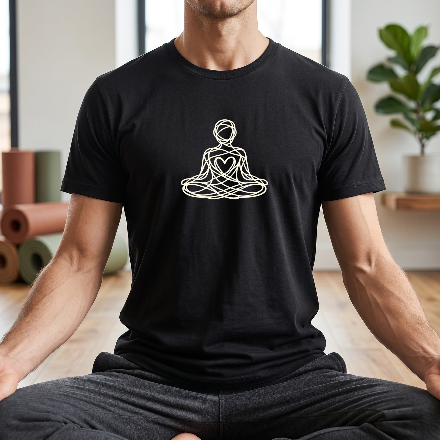 Line Art Messy Lotus Pose T-Shirt