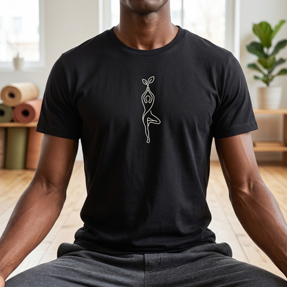 Line Art Leaf Yoga Pose T-Shirt