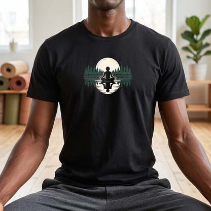 Trees & Moon Reflection Lotus Pose T-Shirt
