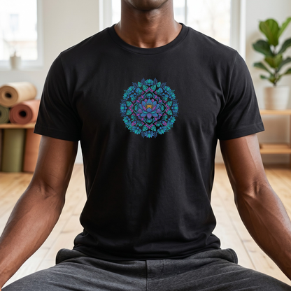 Blue Lotus Floral Mandala T-Shirt