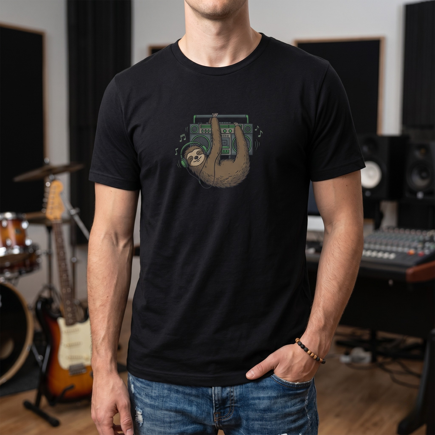 Retro Boombox Sloth T-Shirt